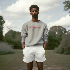 BlockedCity Sweater | melange grey + pink