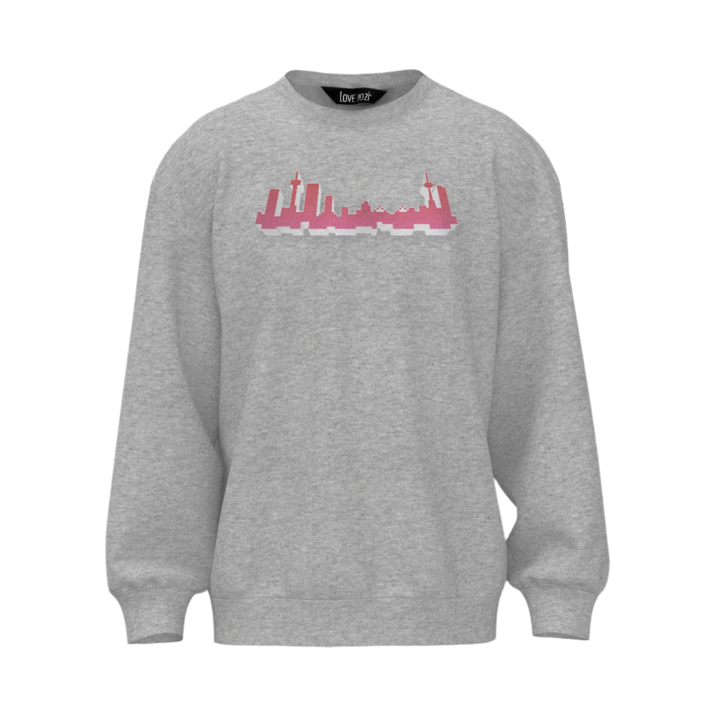 BlockedCity Sweater | melange grey + pink