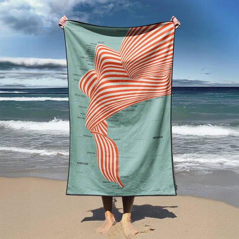 BeachMapTowel | orange stripes