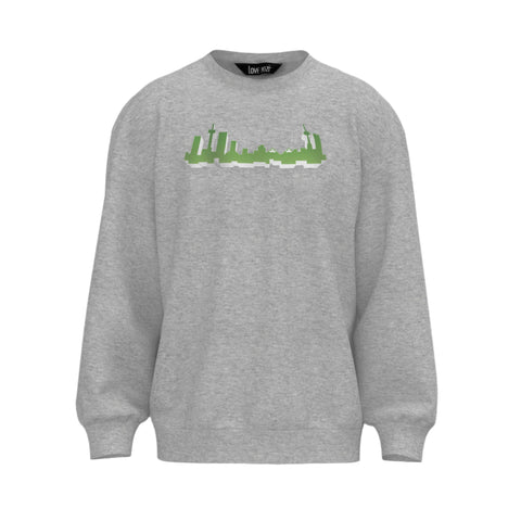 BlockedCity Sweater | melange grey + green